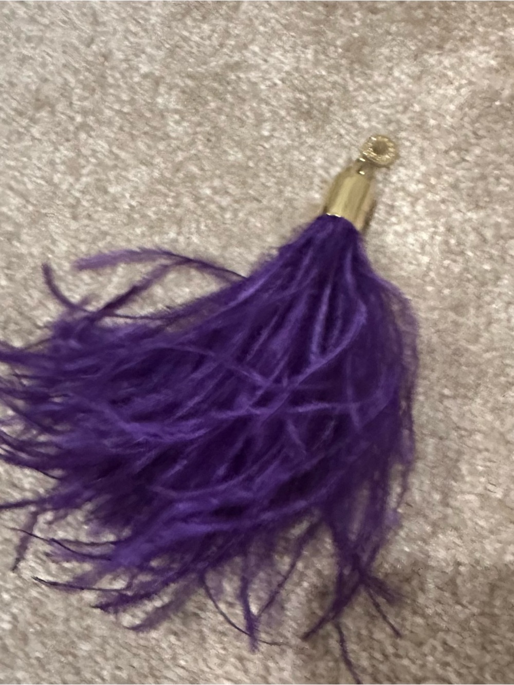 BCBG Purple Feather Tassel Charm with Gold Cap - keychain